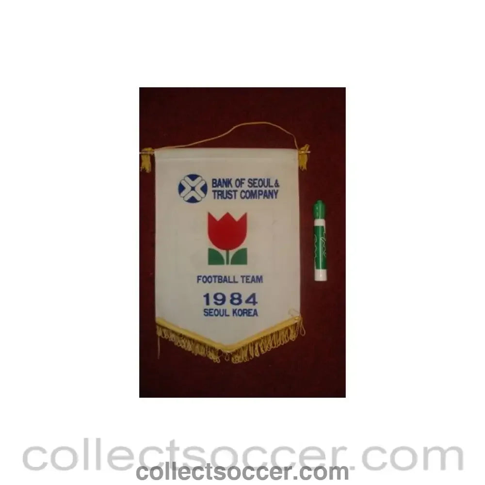 1984 - Bank of Seoul & Trust Company Football Team 1984 Seoul Korea Pennant once property of the football referee Neil