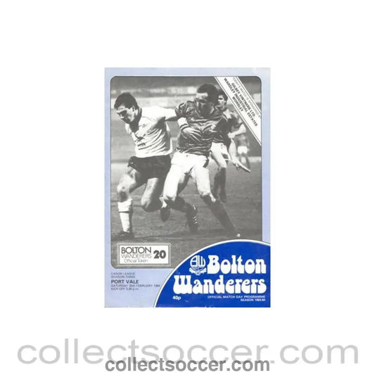 1984 - Bolton Wanderers v Port Vale official programme 25/02/1984 Canon League - Collect Soccer