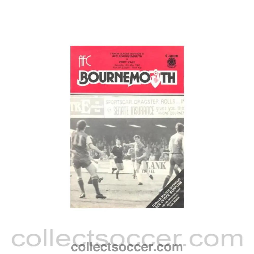 1984 - Bournemouth v Port Vale official programme 05/05/1984 Canon League