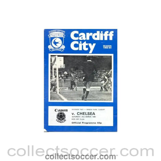1984 - Cardiff City vChelsea official programme 31/03/1984