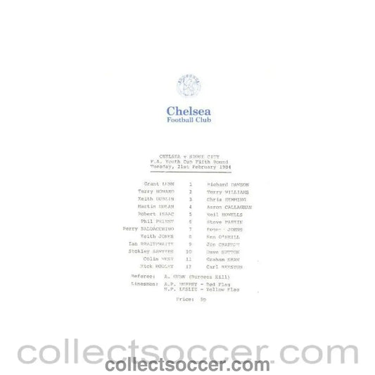1984 - Chelsea v Stoke City official programme 21/02/1984 - Collect Soccer