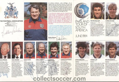 1984 England Tour of South America Autographed Brochure - Rare - Collect Soccer