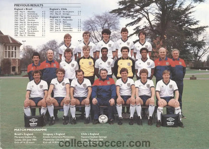 1984 England Tour of South America Autographed Brochure - Rare - Collect Soccer