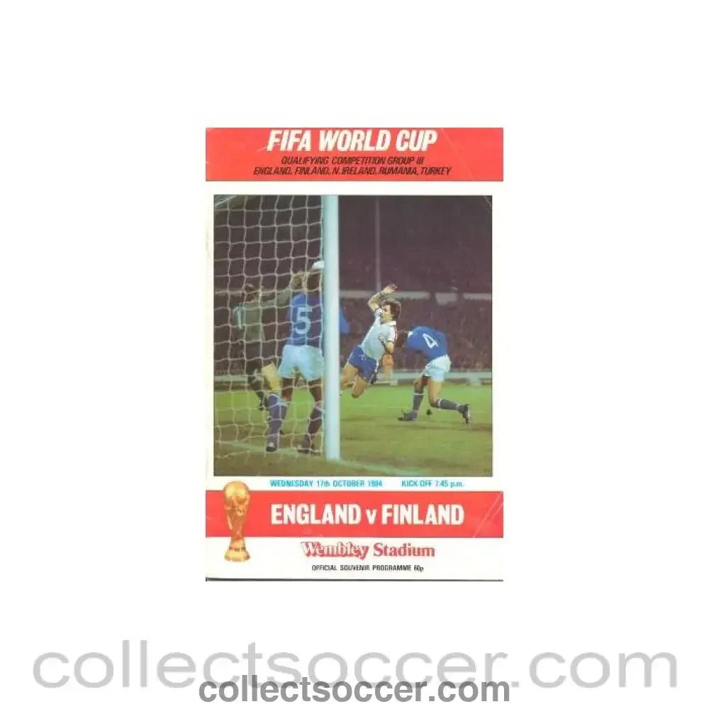 1984 England v Finland official programme 17/10/1984 - Collect Soccer