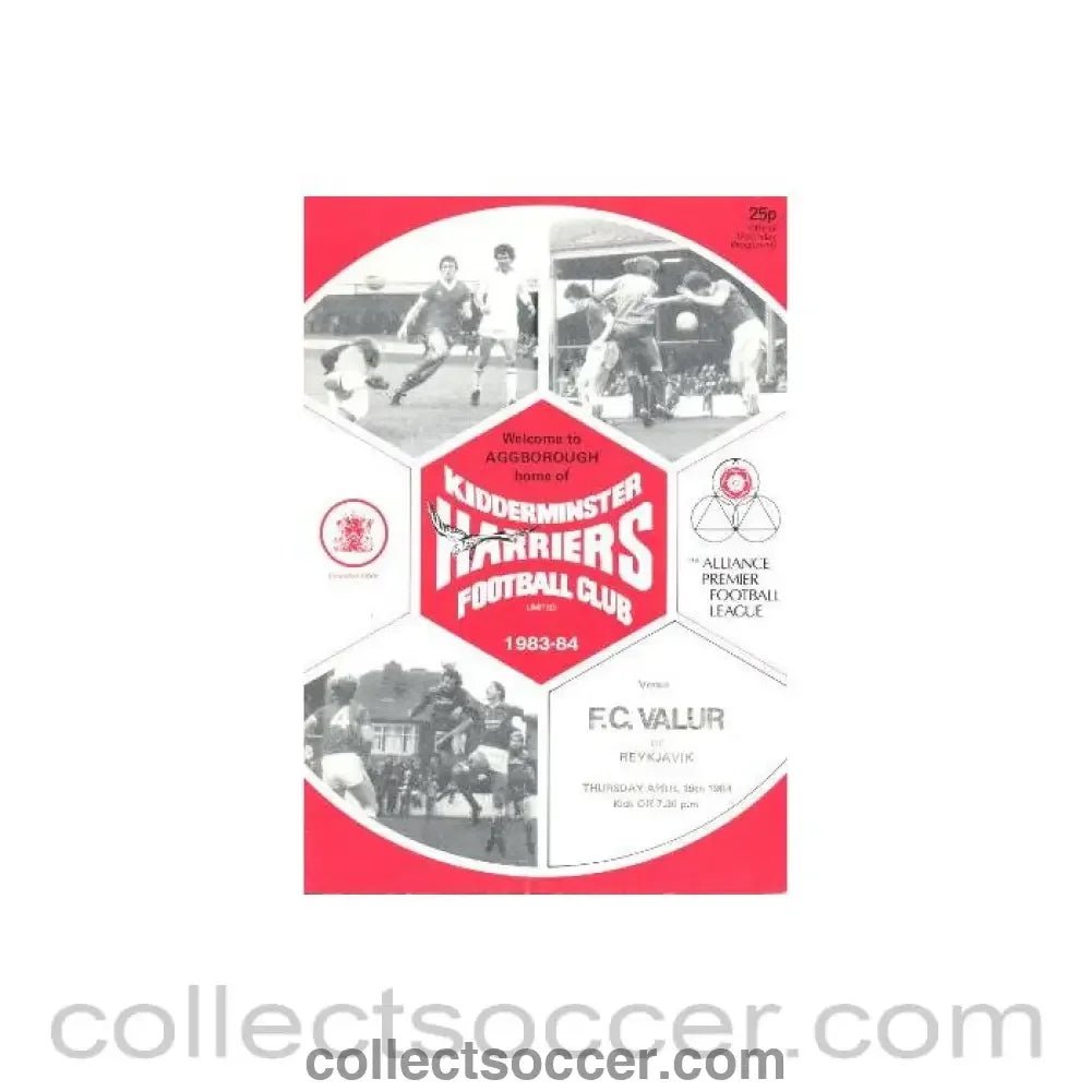 1984 - Kidderminster Harriers v Valur Reykjavik official programme 19/04/1984 friendly - Collect Soccer