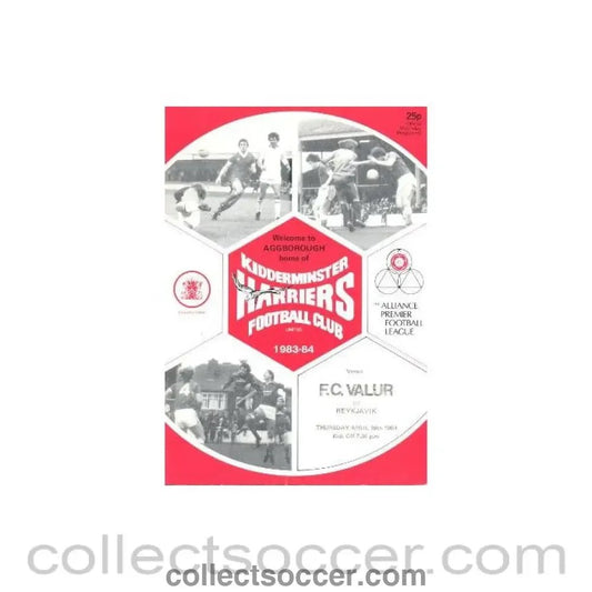 1984 - Kidderminster Harriers v Valur Reykjavik official programme 19/04/1984 friendly - Collect Soccer