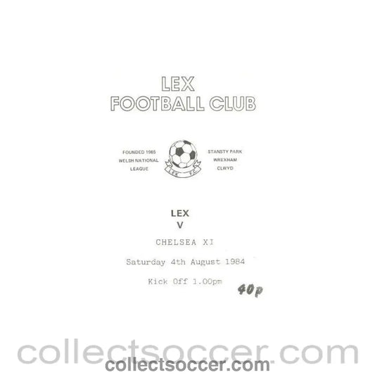 1984 - Lex vChelsea XI official programme 04/08/1984 - Collect Soccer