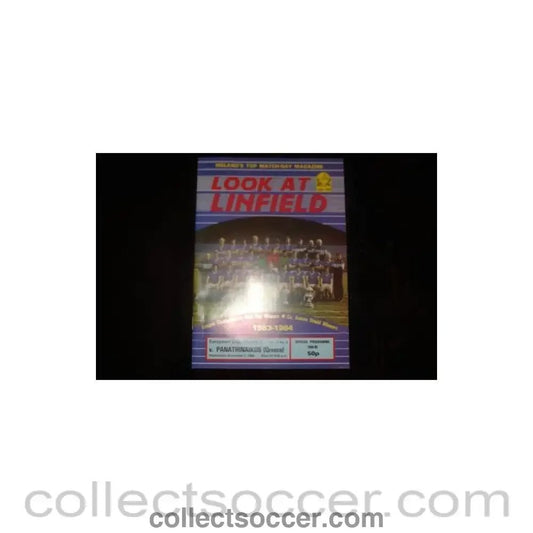 1984 - Linfield v Panathinaikos official programme 07/11/1984 European Cup - Collect Soccer