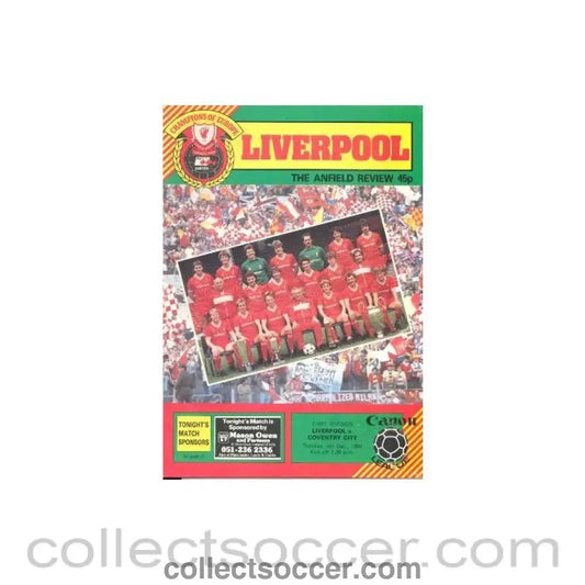 1984 - Liverpool v Coventry City official programme 04/12/1984 - Collect Soccer