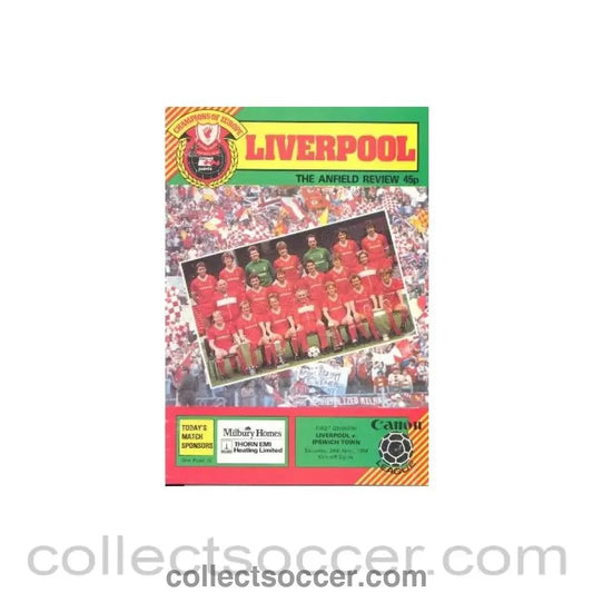 1984 - Liverpool v Ipswich Town official programme 24/11/1984 - Collect Soccer