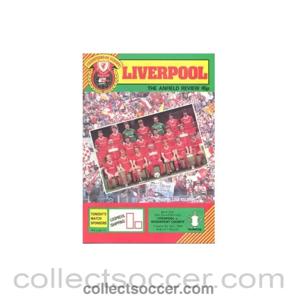 1984 - Liverpool v Stockport County official programme 09/10/1984 - Collect Soccer