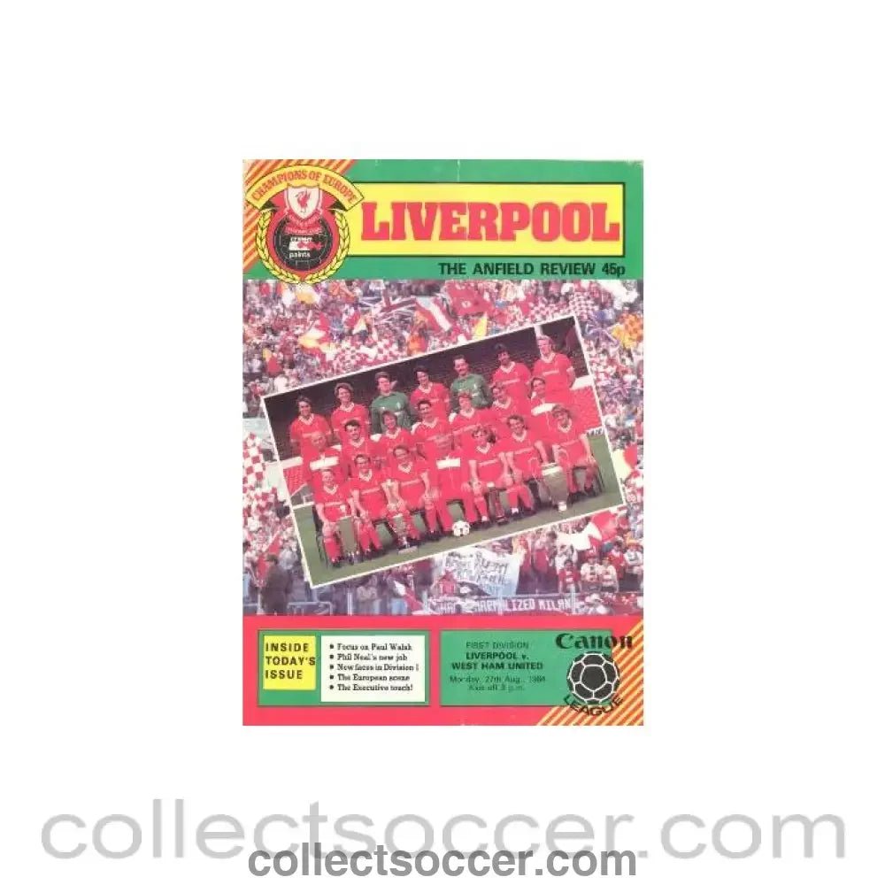 1984 - Liverpool v West Ham United official programme 27/08/1984 - Collect Soccer