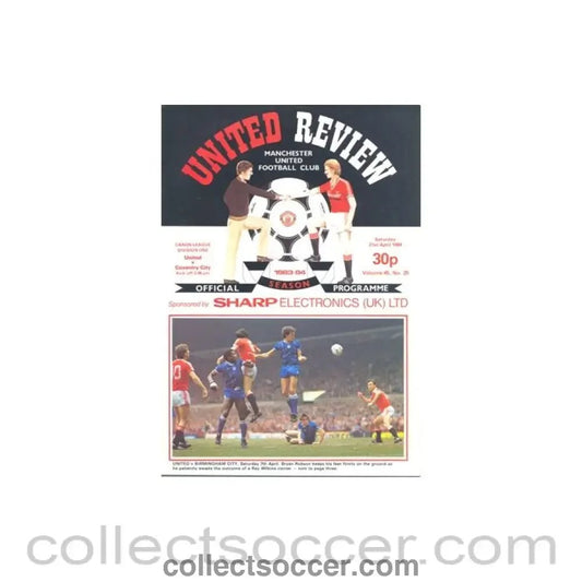 1984 - Manchester United v Coventry City official programme 21/04/1984 - Collect Soccer