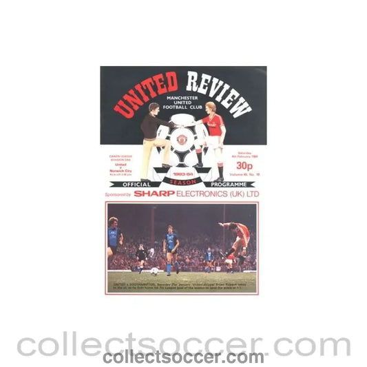 1984 - Manchester United v Norwich City official programme 04/02/1984 - Collect Soccer