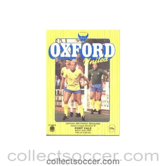 1984 - Oxford United v Port Vale official programme 10/03/1984 League - Collect Soccer