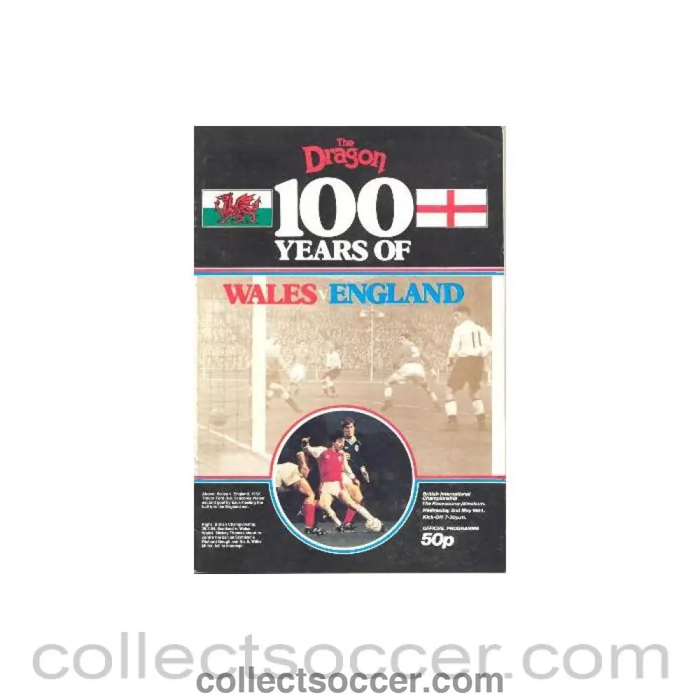 1984 - Wales v England official programme 02/05/1984, 100 Years Jubilee - Collect Soccer