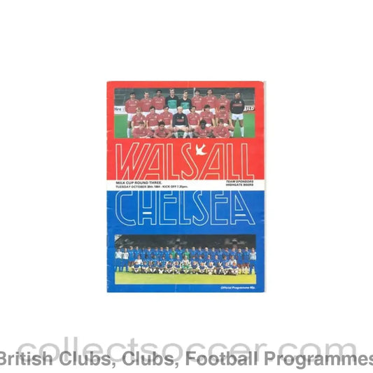 1984 - Walsall vChelsea official programme 30/10/1984