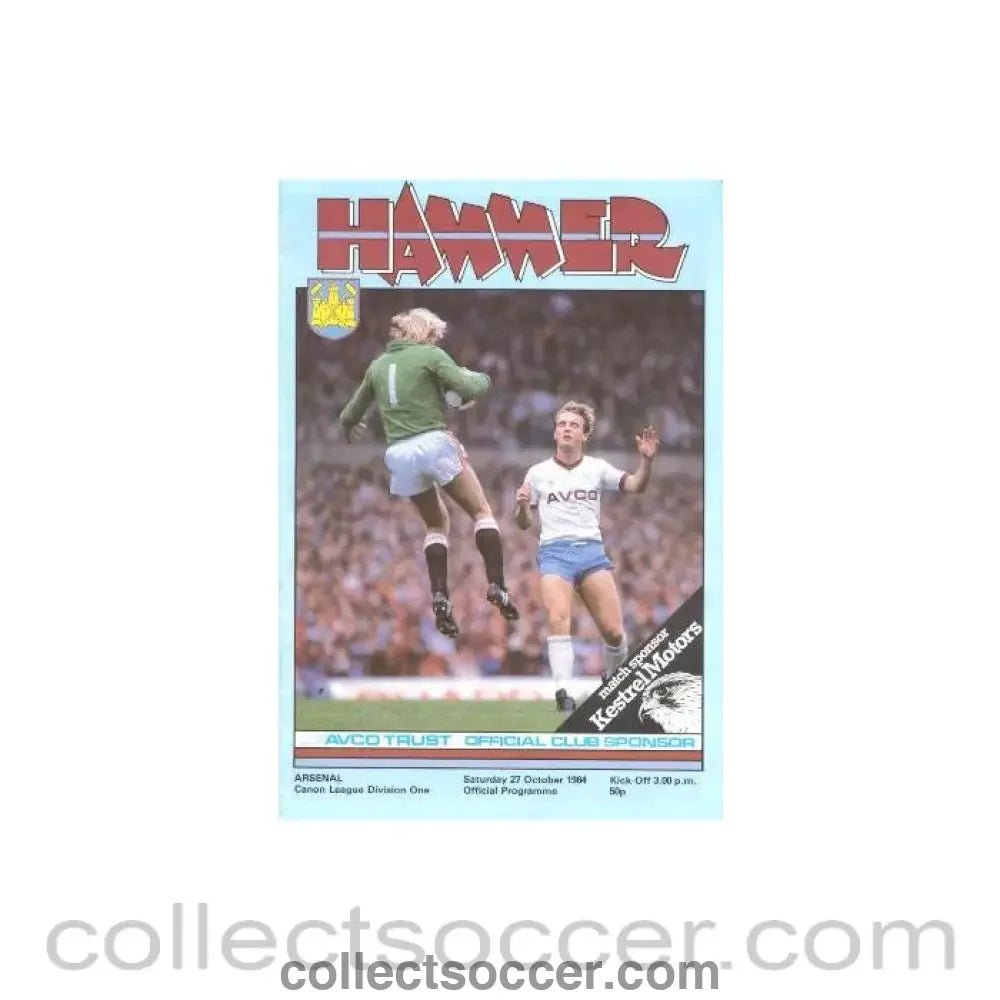 1984 - West Ham United v Arsenal official programme 27/10/1984 - Collect Soccer