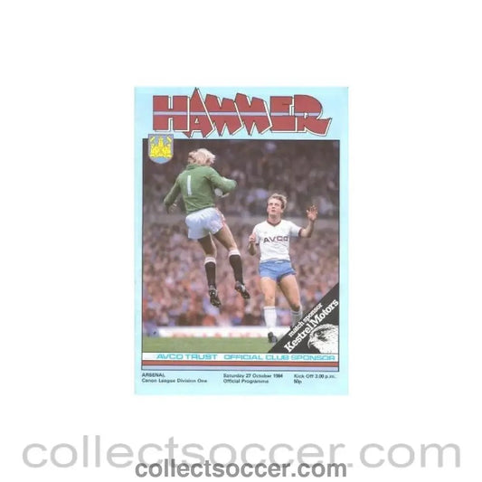 1984 - West Ham United v Arsenal official programme 27/10/1984 - Collect Soccer