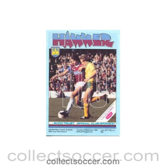 1984 - West Ham United v Brighton & Hove Albion official programme 08/11/1984 - Collect Soccer