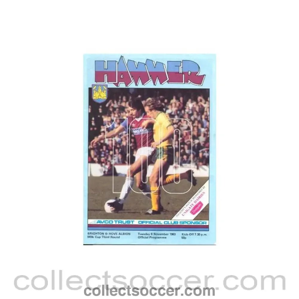 1984 - West Ham United v Brighton & Hove Albion official programme 08/11/1984 - Collect Soccer