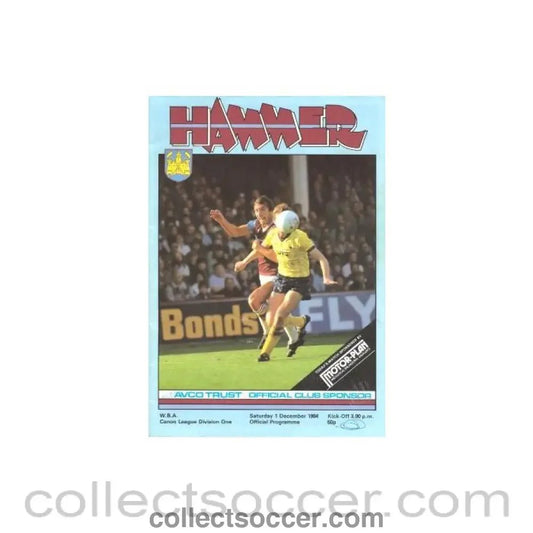 1984 - West Ham United v West Bromwich Albion official programme 01/12/1984 - Collect Soccer