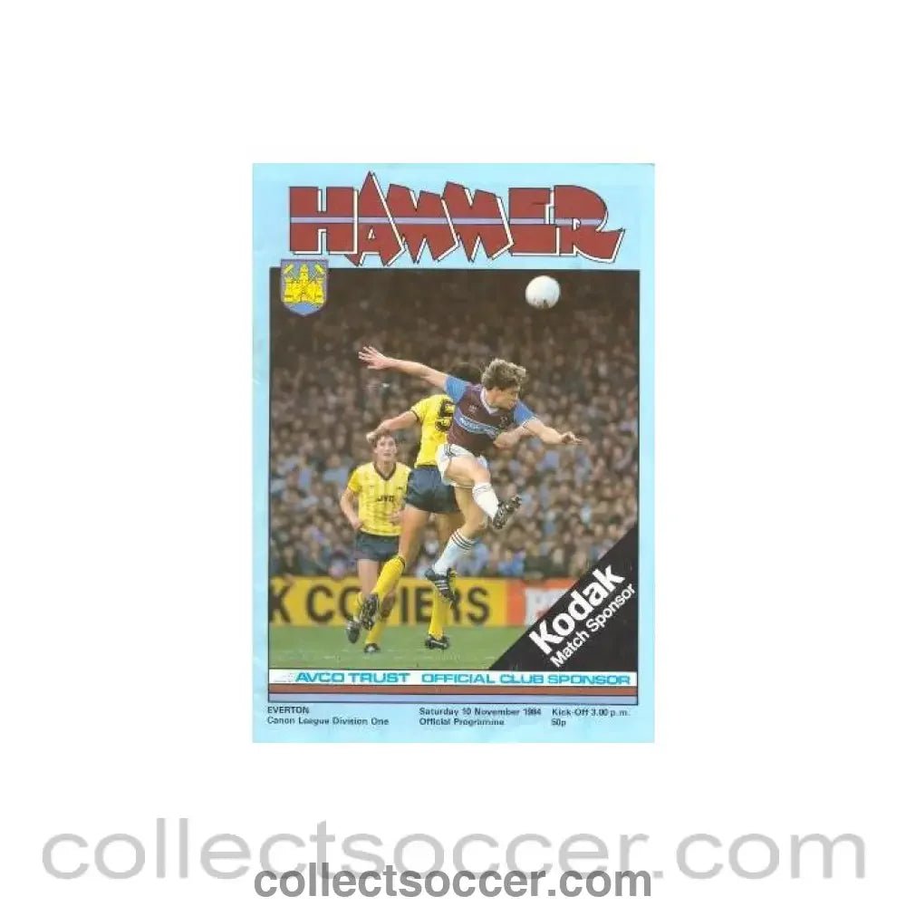 1984 - West Ham United v Everton official programme 10/11/1984 - Collect Soccer