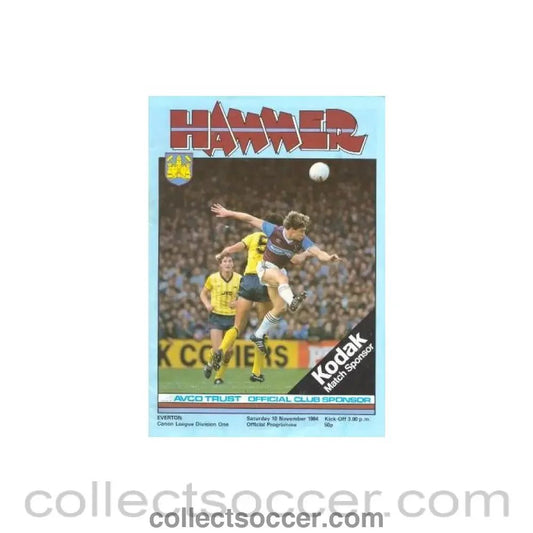 1984 - West Ham United v Everton official programme 10/11/1984 - Collect Soccer