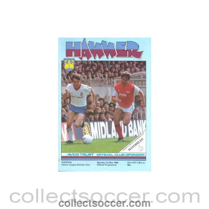 1984 - West Ham United v Everton official programme 14/05/1984 Canon League - Collect Soccer