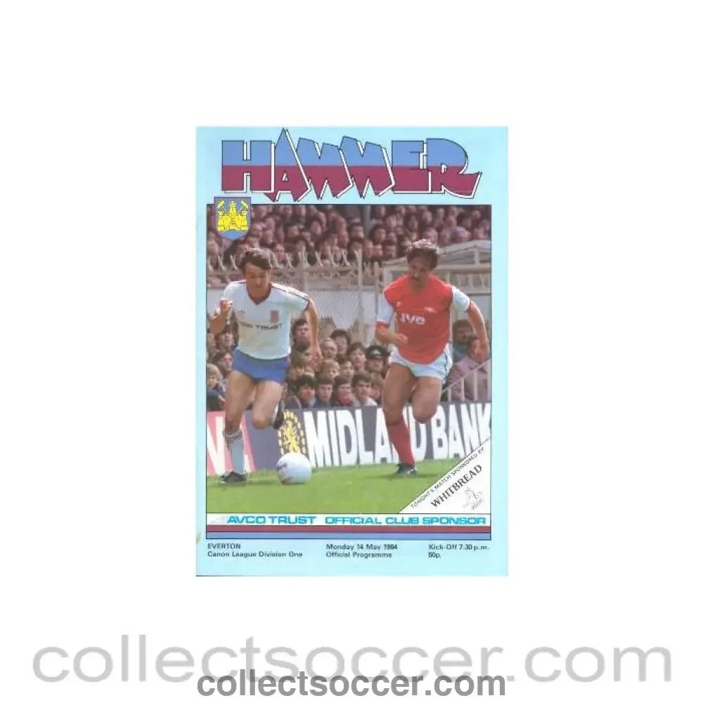 1984 - West Ham United v Everton official programme 14/05/1984 Canon League - Collect Soccer
