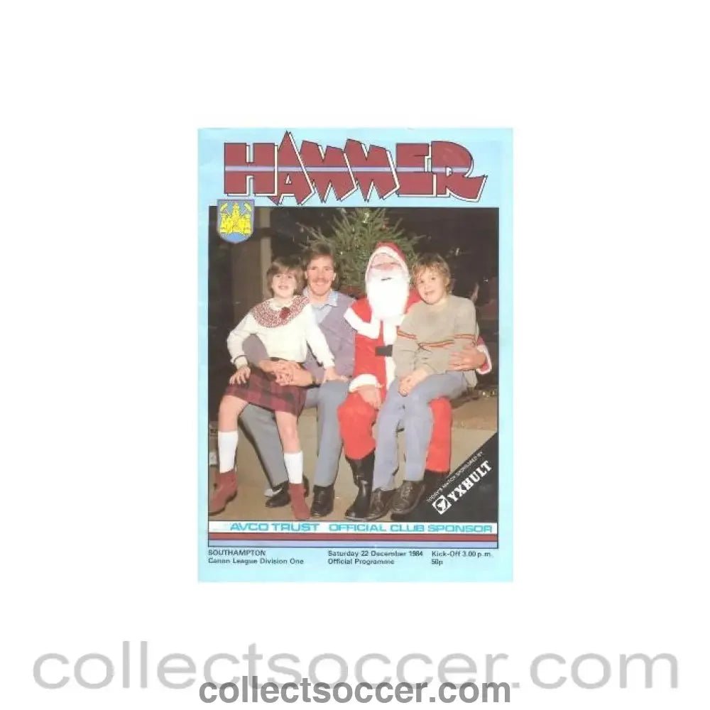 1984 - West Ham United v Southampton official programme 22/12/1984 - Collect Soccer