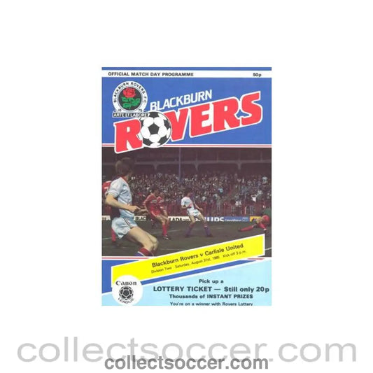 1985 - Blackburn Rovers v Carlisle United official programme 31/08/1985 Canon League