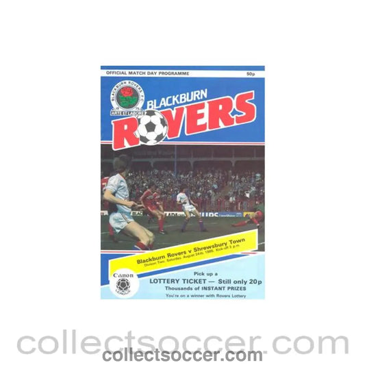 1985 - Blackburn Rovers v Shrewsbury Town official programme 24/08/1985 Canon League