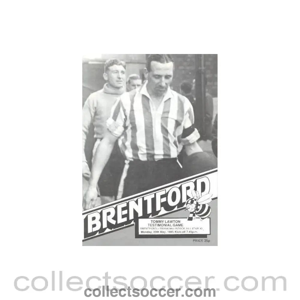 1985 - Brentford v All Star XI official programme 20/05/1985 Tommy Lawton Testimonial Game - Collect Soccer