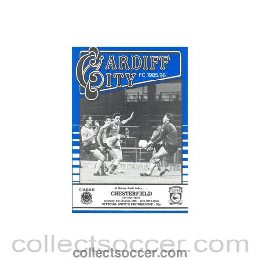 1985 - Cardiff City v Chesterfield official programme 24/08/1985 Canon League
