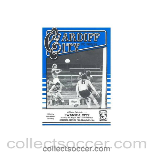 1985 - Cardiff City v Swansea City official programme 20/08/1985 Milk Cup - Collect Soccer