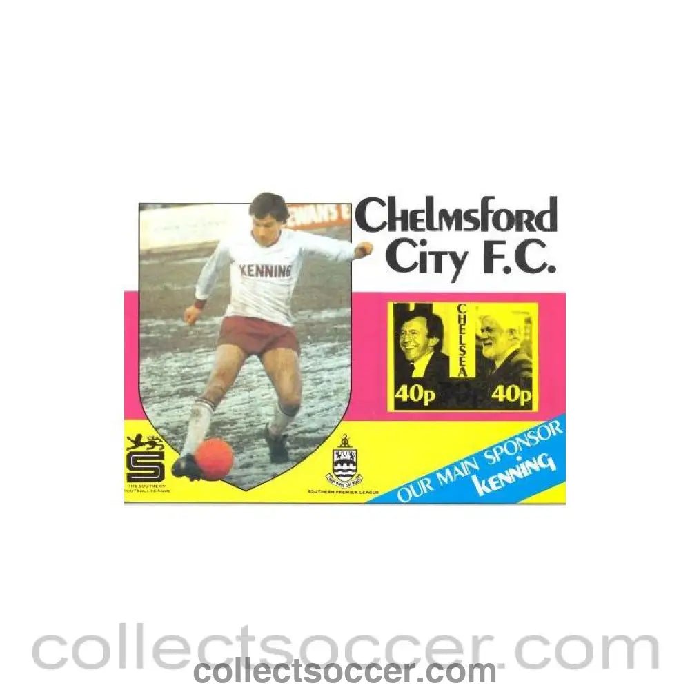1985 - Chelmsford vChelsea official programme Season 1985 - 1986 - Collect Soccer