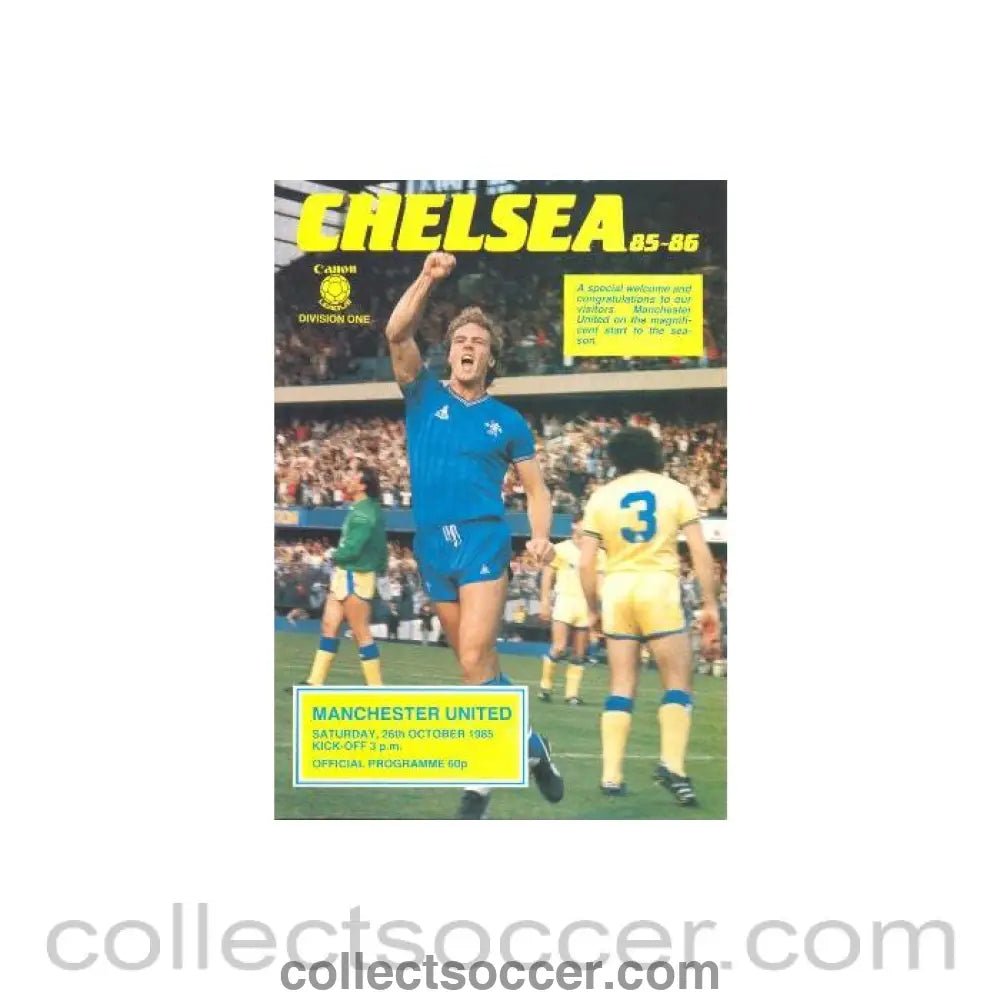 1985 - Chelsea v Manchester United official programme 26/10/1985 - Collect Soccer