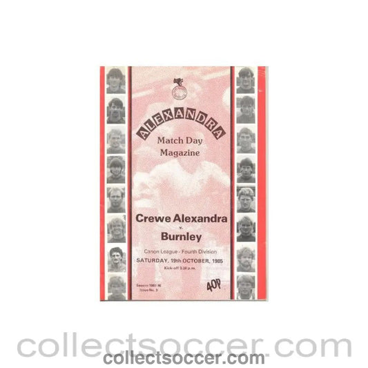 1985 - Crewe Alexandra v Burnley official programme 19/10/1985 - Collect Soccer