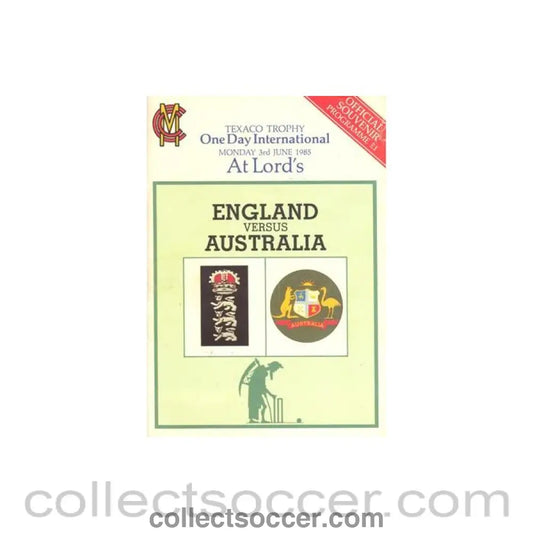 1985 - Cricket - England v Australia official programme 03/06/1985 Texaco Trophy
