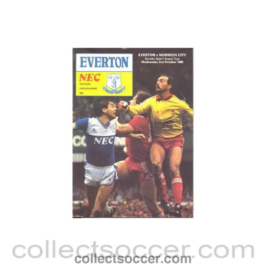 1985 - Everton v Norwich City official programme 02/10/1985 Screen Sport Super Cup - Collect Soccer