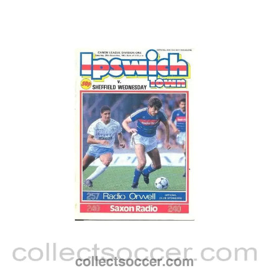 1985 - Ipswich Town v Sheffield Wednesday official programme 30/11/1985 Canon League - Collect Soccer