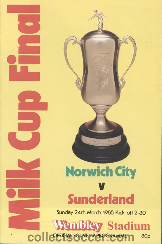 1985 League Cup Final Programme Norwich City v Sunderland