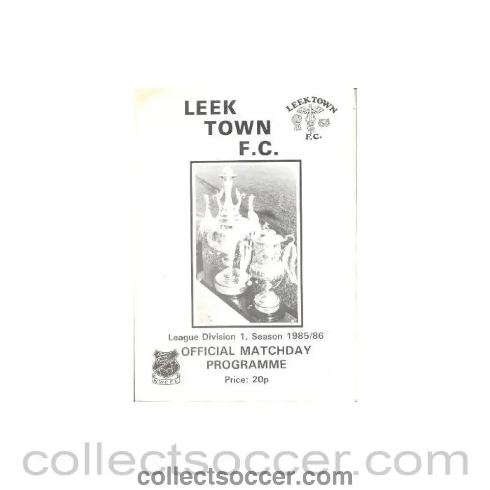 1985 - Leek Town League Division One official programme 1985 - 1986 - Collect Soccer