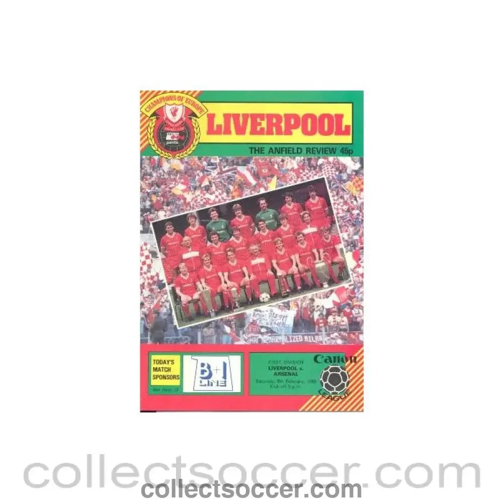 1985 - Liverpool v Arsenal official programme 09/02/1985 - Collect Soccer