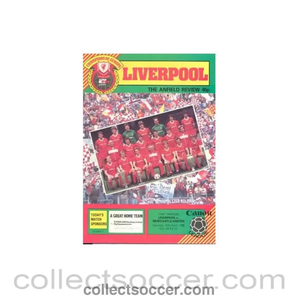 1985 - Liverpool v Newcastle United official programme 20/04/1985 - Collect Soccer