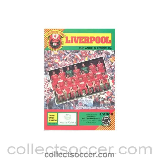 1985 - Liverpool v Nottingham Forest official programme 02/03/1985 - Collect Soccer