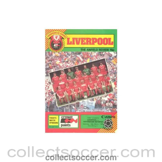1985 - Liverpool v Tottenham Hotspur official programme 16/03/1985 - Collect Soccer