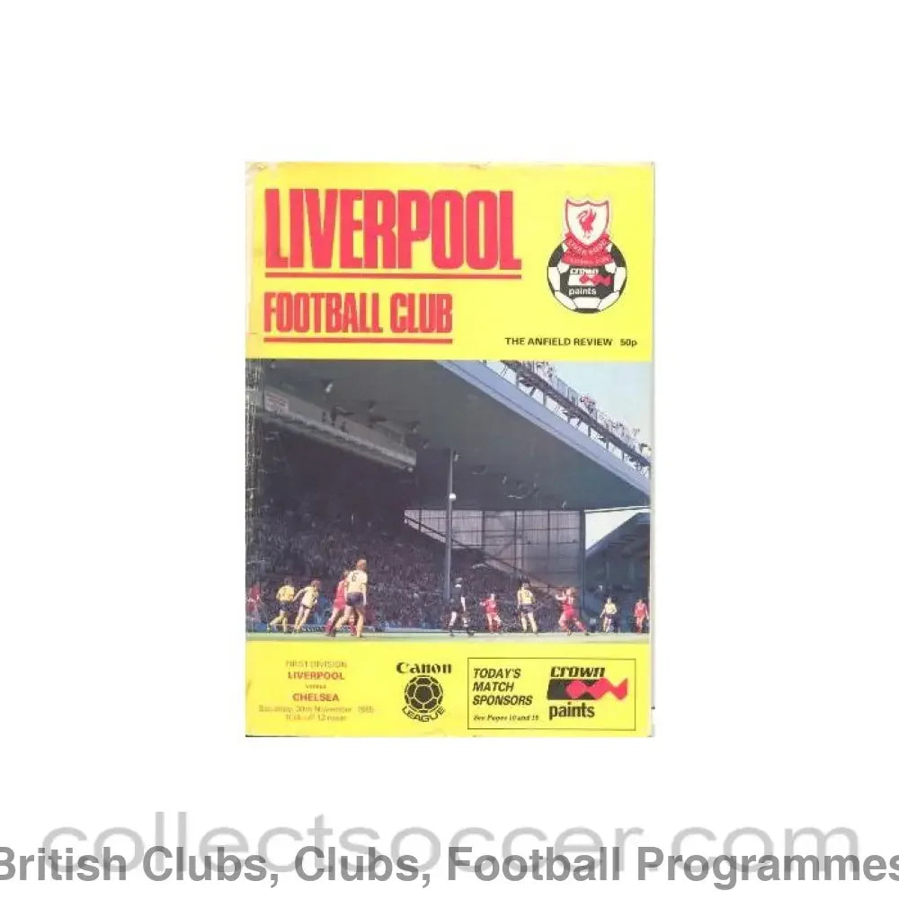 1985 - Liverpool vChelsea official programme 30/11/1985 Canon League reduced price