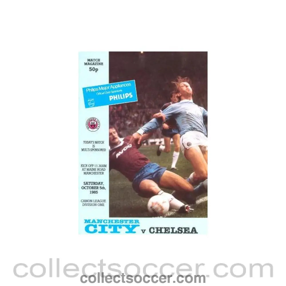 1985 - Manchester City vChelsea official programme 05/10/1985